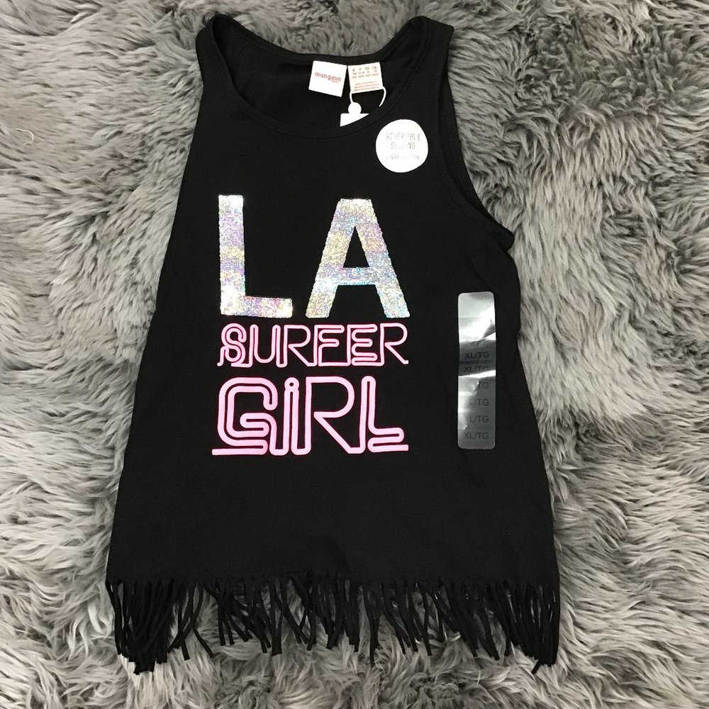 Manguun | Girl's Tank Top | Reversible Sequins | Black | Various Sizes
